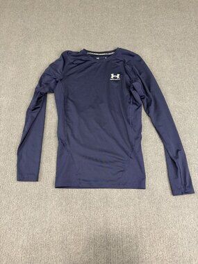 Under Armour Mens HeatGear Navy Long Sleeve Compression Shirt Medium